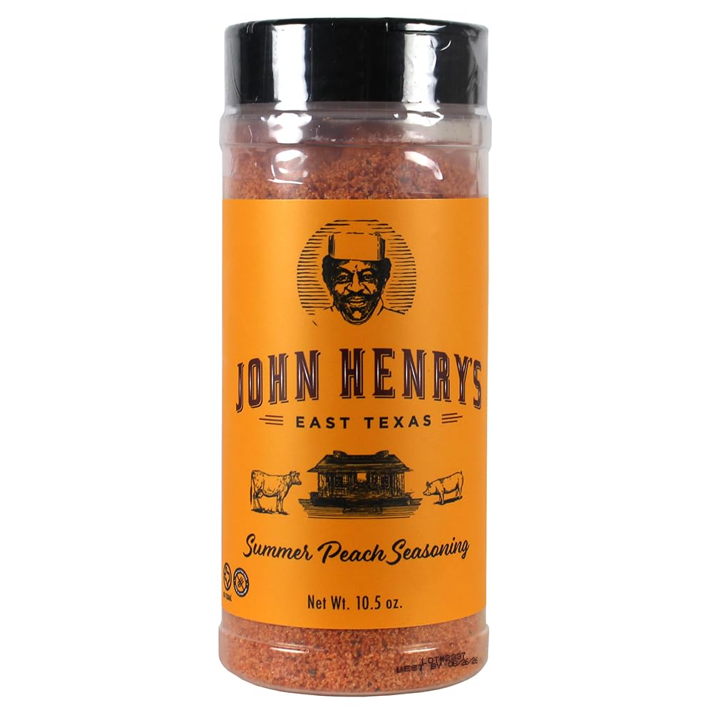 John Henrys Summer Peach Rub Seasoning Pork Salmon and Poultry 10.5 Oz Bottle