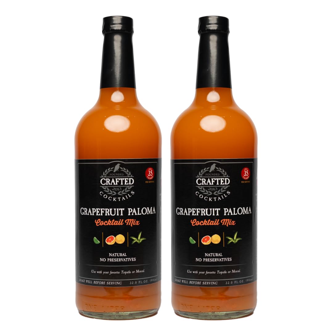 Crafted Cocktails Grapefruit Paloma Mix | 2 Pack | 35 Calories Per Serving | Pink Grapefruit, Lime Juice & Organic Agave for a R