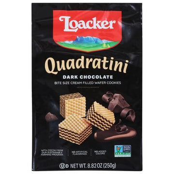 Loacker Wafer Quadrini Dark Chocolate, 8.82 Ounce (Pack of 1), Model 214511