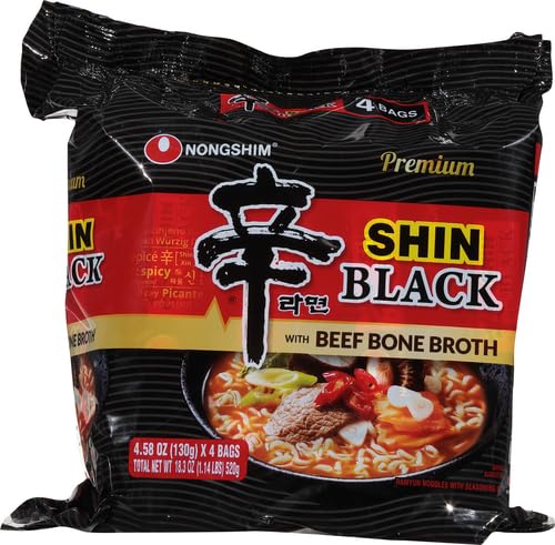 Nongshim Shin Ramyun BLACK - 4.58 Oz 4 Packs (Made in USA)