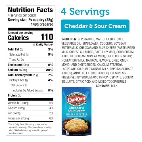 IDAHOAN REGULAR MASHED INSTANT POTATO MIX FLAKES 4 OZ