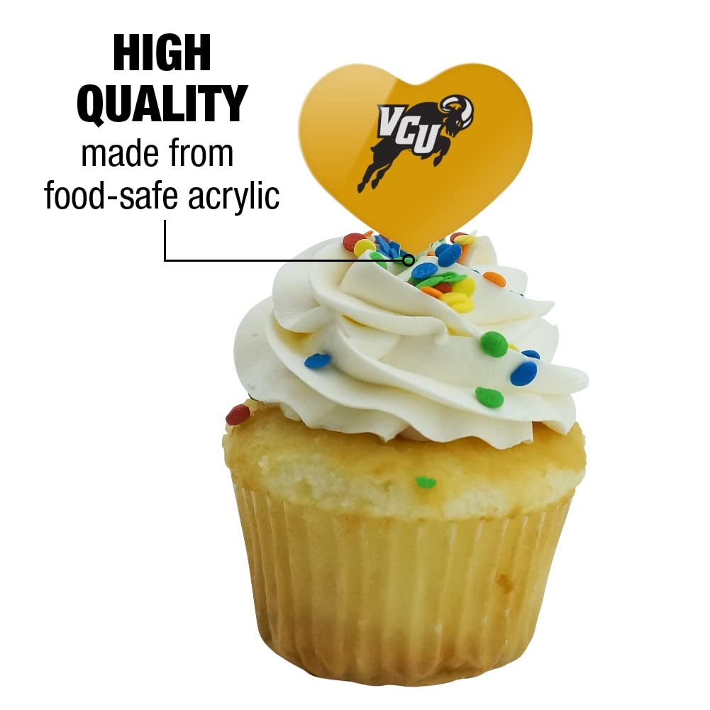 GRAPHICS & MORE Cupcake Picks Set of 6, Acrylic, Heart Design, Virginia Commonwealth University, One Size