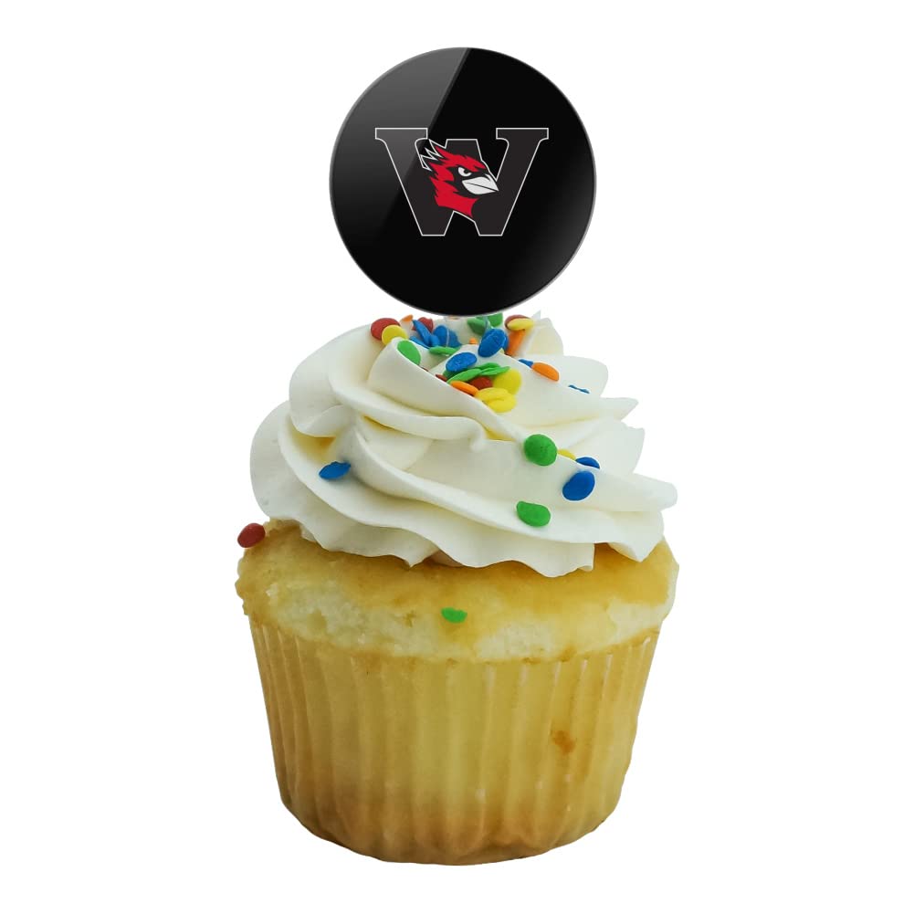 Wesleyan University Secondary Logo Cupcake Picks Toppers Decoration Set Of 6