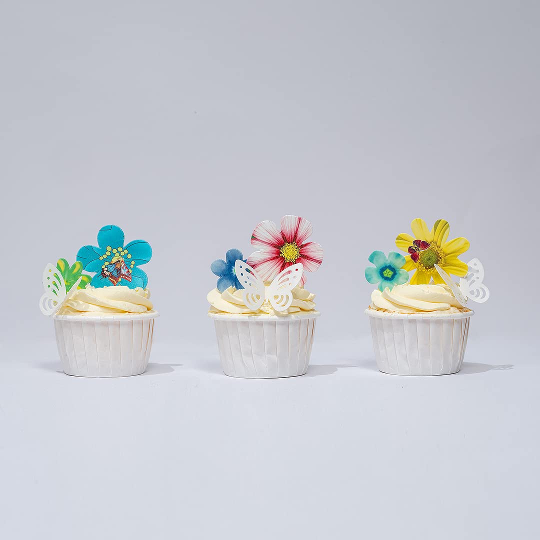 Edible Flowers Edible Leaves &White Edible Butterflies Wafer Paper Cake Cupcake Toppers For Decorating Rice Paper Flower Food De