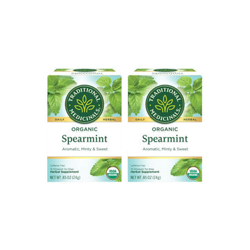 Traditional Medicinals Organic Spearmint Herbal Tea, Supports Healthy Digestion, (Pack Of 2) - 32 Tea Bags Total