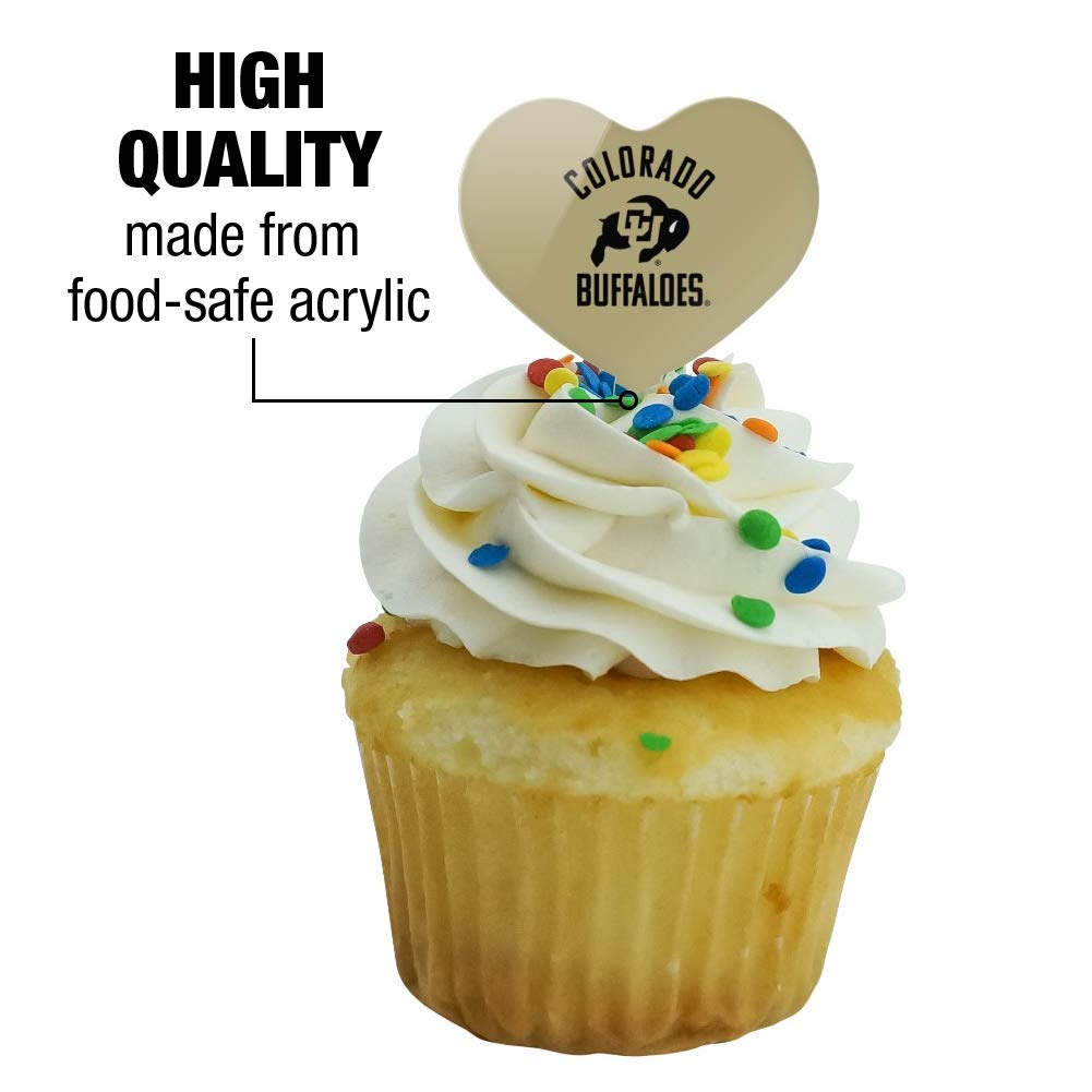 GRAPHICS & MORE Cupcake Picks Set of 6, Acrylic, University of Colorado, Model CUPCAKE.HEART.CLCCOL.Z006527
