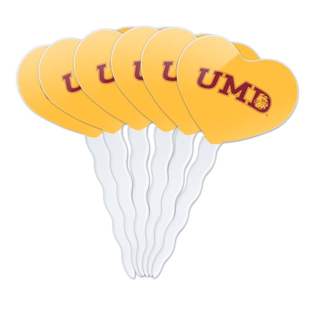 GRAPHICS & MORE UMD Secondary Logo Heart Cupcake Picks Set of 6, Acrylic, One Size, University of Minnesota Duluth