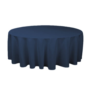 Linentablecloth 120-Inch Round Polyester Tablecloth Navy Blue