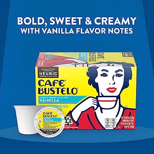 Caf   Bustelo Sweet & Creamy Caf   con Vainilla Flavored Coffee, 60 Keurig K-Cup Pods