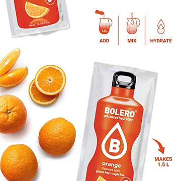 Bolero – Orange Flavored, Sugar Free And Low Calorie Powdered Drink Mix, Makes 1/2 Gallon For Strong Flavor Or 1 Gallon For Mild Flavor, 12 Large Sachets - Europe'S Favorite Drink Mix