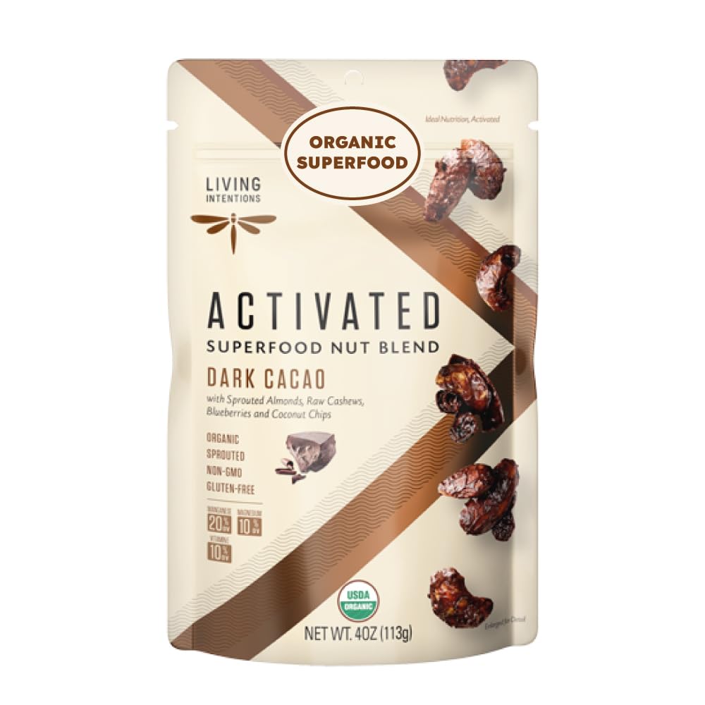 Living Intentions Activated Superfood Nut Blends, Gluten Free, Vegan, Organic, Paleo, Dark Cacao, 4 Ounce