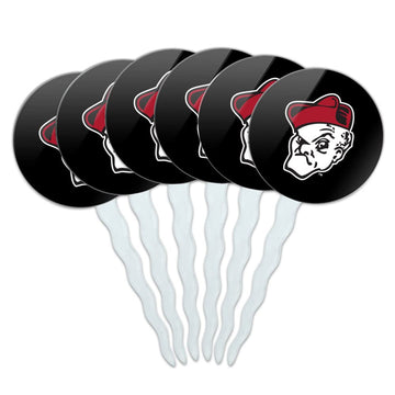 Ohio Wesleyan University Secondary Logo Cupcake Picks Toppers Decoration Set of 6