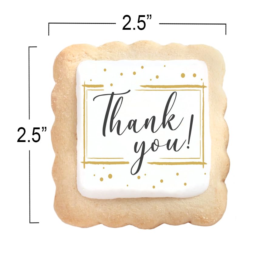 Thank You Cookies Gold Black Elegant Classy Appreciation Treats Party Favors Gift Basket For Teachers Employees Nurses | 24 Pack