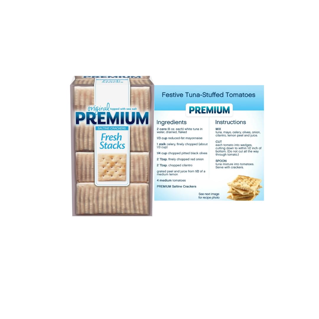 Luxenton Premium Fresh Stacks Saltine  ers, 13.6 oz, Topped with Sea Salt, Ideal for Soups and Dips
