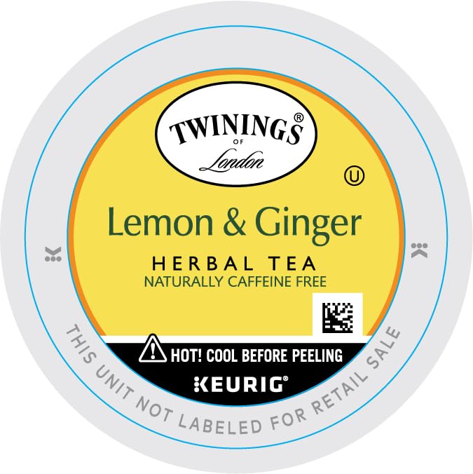 Twinings Lemon & Ginger Herbal Tea K-Cup Pods For Keurig, 24 Count (Pack Of 4), Naturally Caffeine-Free, Enjoy Hot Or Iced
