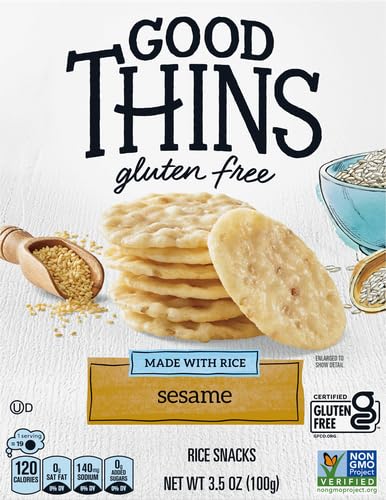 GOOD THINS Sesame Rice Snacks Gluten Free Crackers, Snack Crackers, 3.5 oz (Pack of 2)