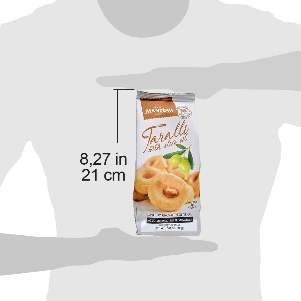 Mantova Taralli with Olive Oil, All Natural Ingredients, 7 oz, Pack of 2