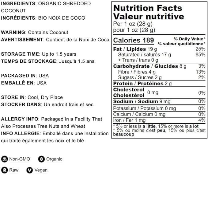 Food To Live - Organic Fine Shredded Coconut, 2 Pounds - Non-Gmo, Raw, Unsweetened Flakes, Vegan, Great For Baking, A Good Sourc