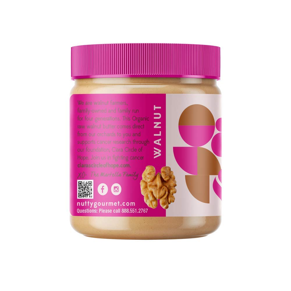 The Nutty Gourmet Organic Walnut Butter - Raw, Unsalted, Vegan - 10oz (Pack of 2)