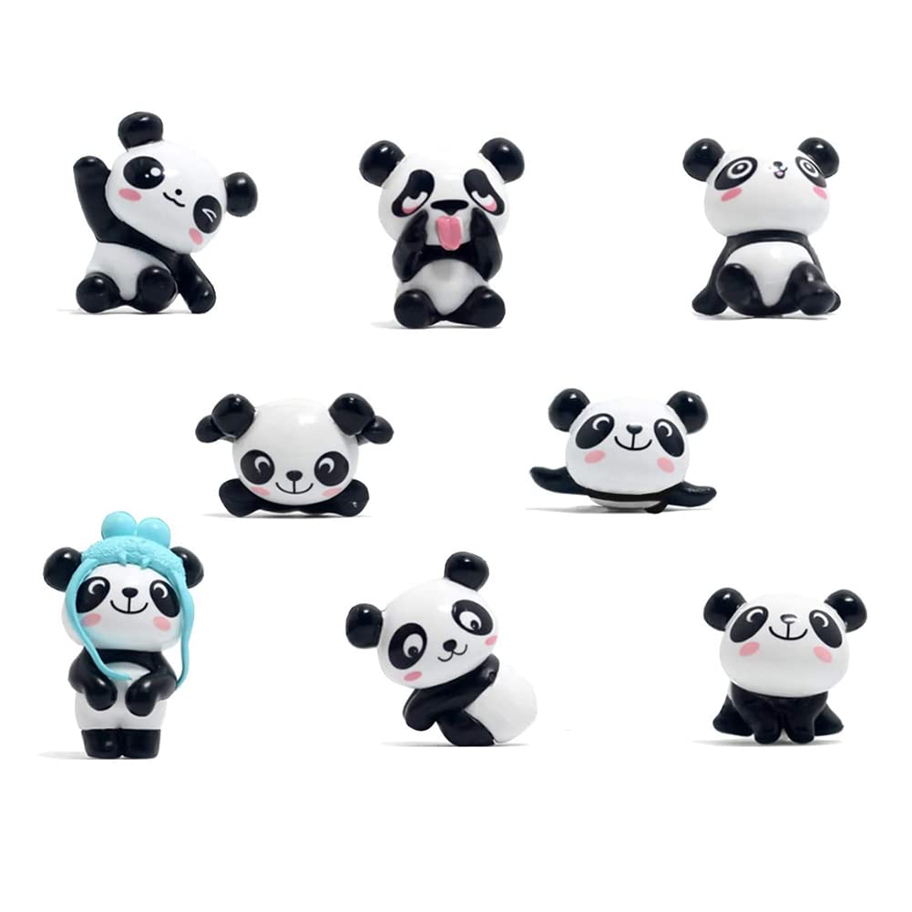 Panda Cake Topper Set Cute Panda Figures Cute Panda Characters Toys Mini Figure Collection Playset For Panda Theme Party Supplie