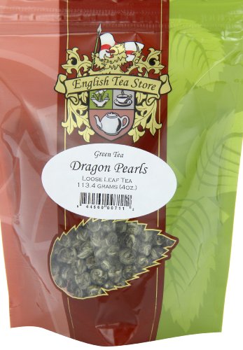 English Tea Store Loose Leaf, Dragon Pearls Green Tea Pouches, 4 Ounce