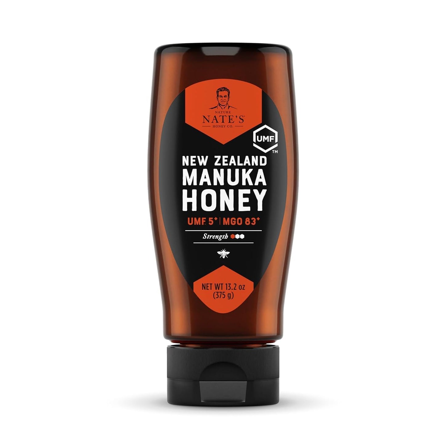 Nature Nates Raw Manuka Honey MGO 83+ UMF Certified 5+ 13.2 oz Squeeze Bottle