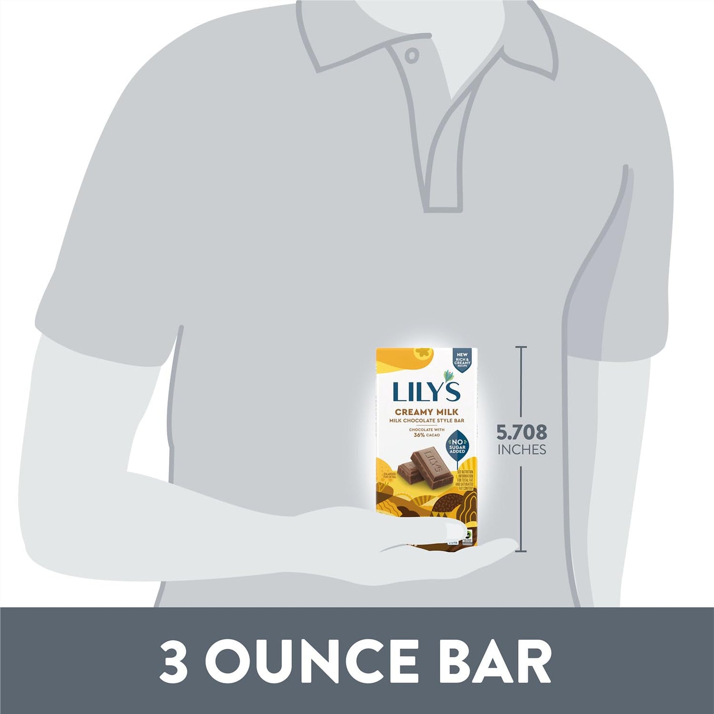 LILYS Milk Chocolate Style No Sugar Added, Sweets Bars, 3 oz (12 Count)