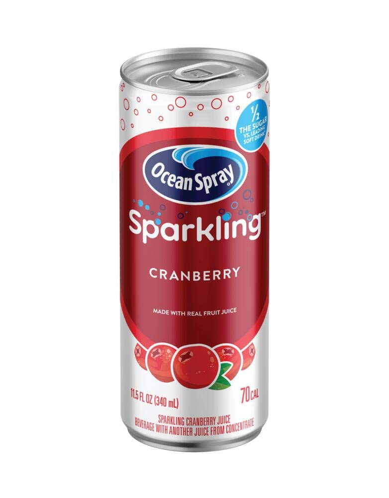 Ocean Spray Sparkling Cranberry Juice Drink, 11.5 Fl Oz Cans, 4 Count, Pack of 6