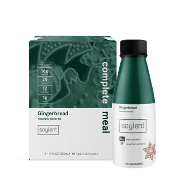 Soylent Complete Meal Replacement Shake, Gingerbread, 16G Complete Protein, Ready-To-Drink Plant Based Protein Drink, 1G Sugar, 