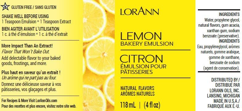 Lorann Oils Cream Cheese, Lemon, Strawberry Bakery Emulsion: Triple Flavor Blend, Ideal For Enhancing Complex Flavors In Baked G