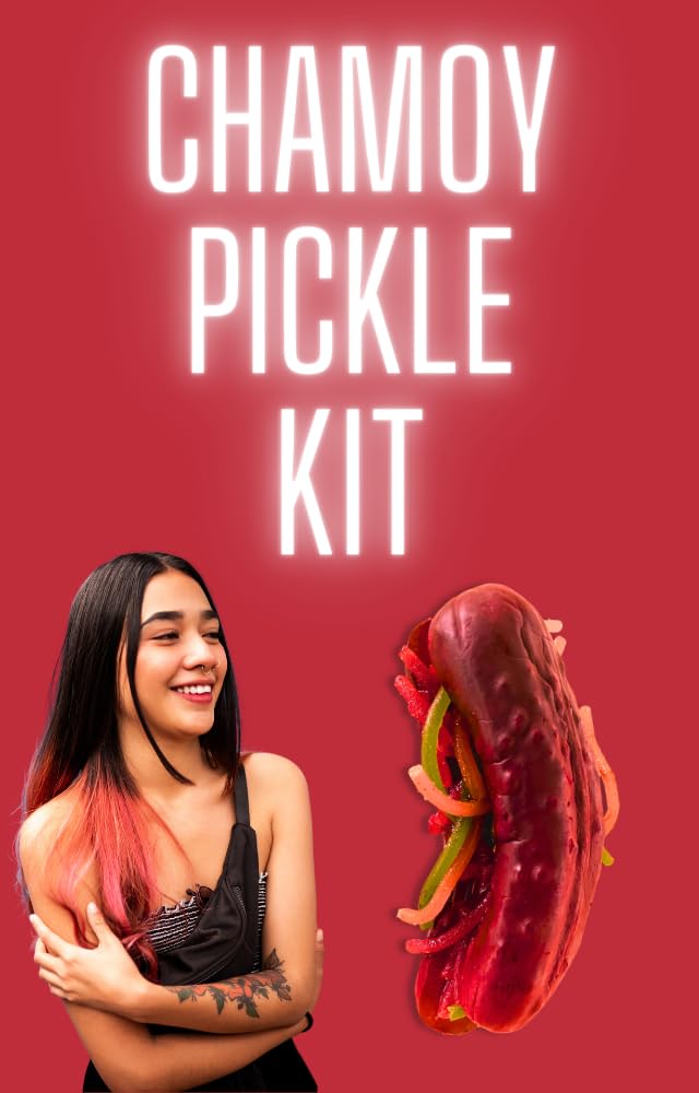 Food Crush Chamoy Pickle Kit with Cotton Candy Crunch - 13 Pcs Birthday Gift Pouch for Teens and Kids, Includes Fruit Roll Ups and Salsagheti