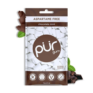 Pur Gum | Aspartame Free Chewing Gum | 100% Xylitol | Natural Chocolate Mint Flavored Gum, 55 Pieces (Pack Of 1)