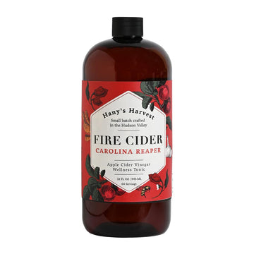 Hanys Harvest Carolina Reaper Fire Cider, All Natural, 32 oz PET Bottle, Gluten-Free, Small-Batch Tonic