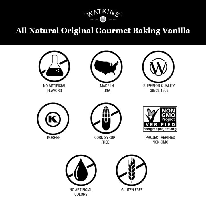 Watkins All Natural Original Gourmet Baking Vanilla, With Pure Vanilla Extract, 1 Gallon (128 Fl. Oz. / 3.78L) Bottle, 1-Pack