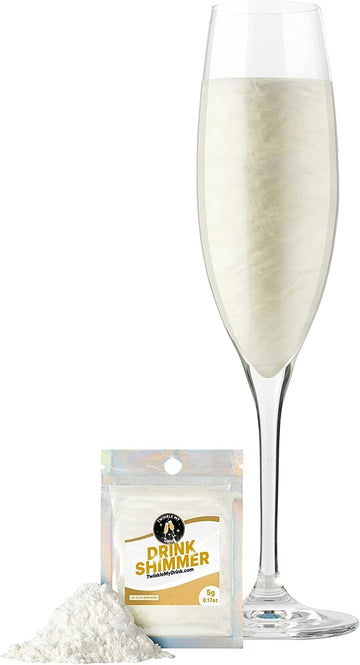 Twinkle My Drink Pearl White Premium Edible Glitter for Drinks | Valentines Drink Decorations | Wedding Drink Decor | 5g up to 2