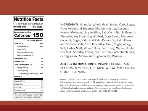 Sunbelt Bakery Fudge Dipped Coconut Chewy Granola Bars, 120-1.0 Oz Bars (12 Boxes)