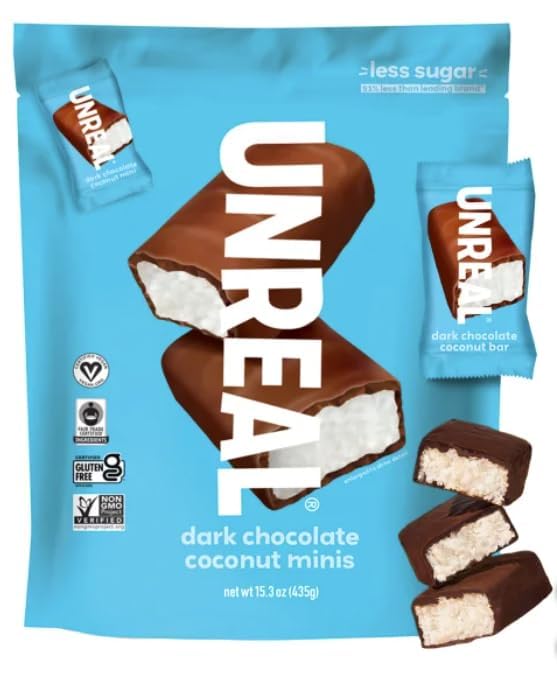 Generic Unreal Dark Chocolate Coconut Minis - 29 Bars, 15.3 oz, Mini Size