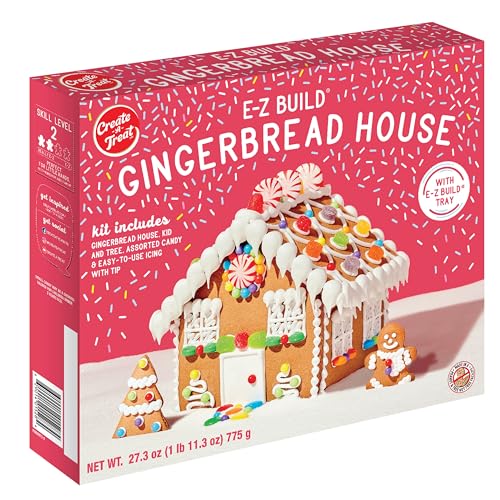 NABISCO Create-A-Treat E-Z Build Gingerbread House Decorating Kit, Holiday Gift, 27.3 oz + Bonus OREO Mini Cookie Snack Pack