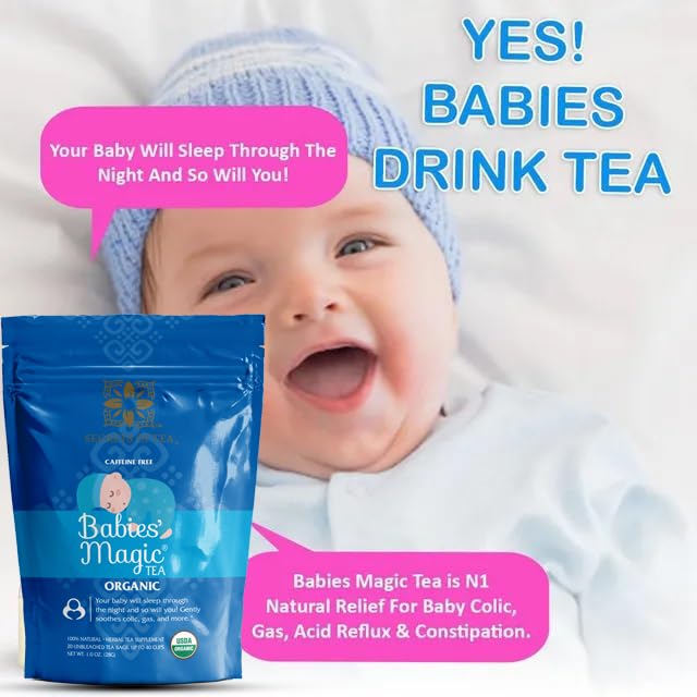 Secrets Of Tea - Babies Magic Tea: Natural Relief For Baby Colic And Gas - Usda Organic, Caffeine-Free, Promotes Better Sleep- 20 Count ((1 Pack)