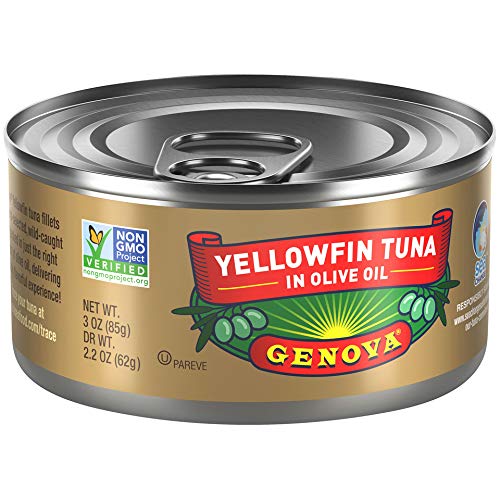 Genova Enhanced Yellowfin Tuna In Olive Oil, 3 Ounce Cans (Pack Of 24), Wild Caught Canned Tuna, Solid Light