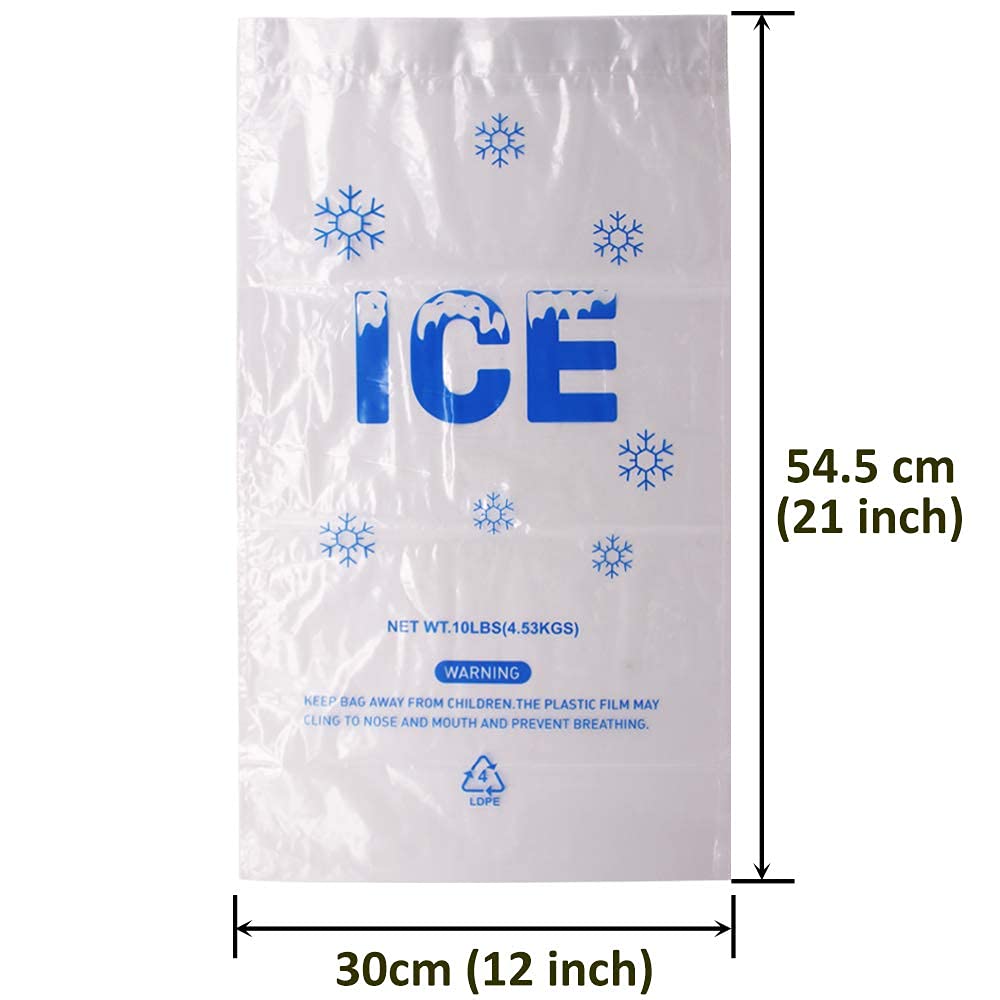 Belinlen 100 Pack 10 Lb. Plastic Drawstring Ice Bags 12 X 21 Inch Heavy-Duty Plastic Ice Bags With Plastic Drawstring (2Mil Thic