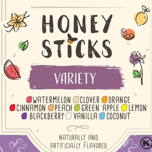 The Honey Jar Raw Honey Sticks Variety Pack - 50 Count - Pure Honey Straws for Tea & Coffee