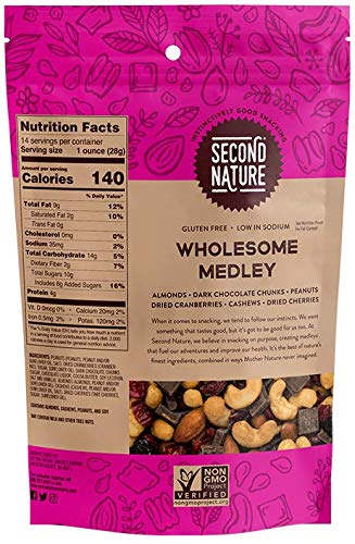 Second Nature Wholesome Medley Trail Mix - Healthy Nuts Snacks Blend - 14 oz Resealable Pouch