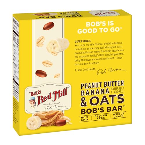 Bobs Red Mill 5pk PB Banana & Oats Bar, 5 bars (Pack of 1) - Non GMO, Gluten Free, Kosher