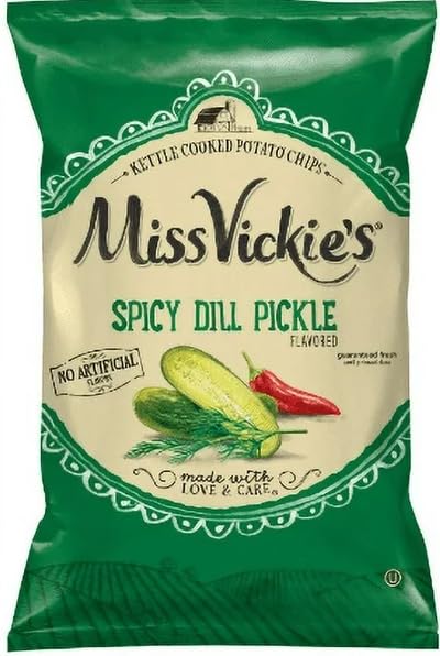 Kettle Cooked Potato Chips by Miss Vickies Value Pack Bundled by SUPERDEALS | 1.375 Oz Bag | Spicy Dill Pickle | Pack of 8 with