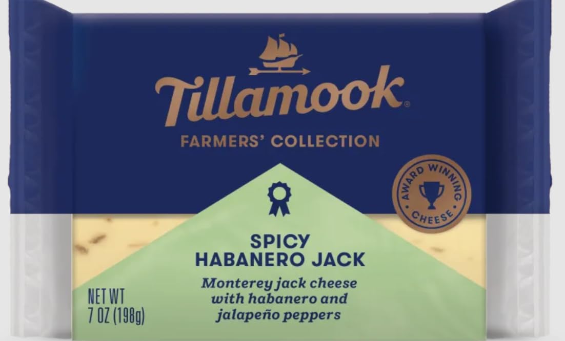 Generic Tillamook Spicy Habanero Jack Cheese, 7 oz, Perfect for Snacking or Cooking