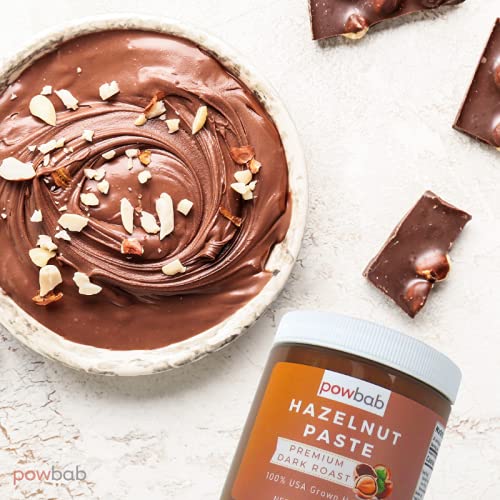 Powbab Hazelnut Paste - 100% Usa Grown Hazelnuts (8 Oz). Premium Dark Roast Nutty Flavor. Sugar Free Hazelnut Spread, No Added Sugar. Use For Hazelnut Butter Or Keto Hazelnut Spread. Non-Gmo, Vegan.