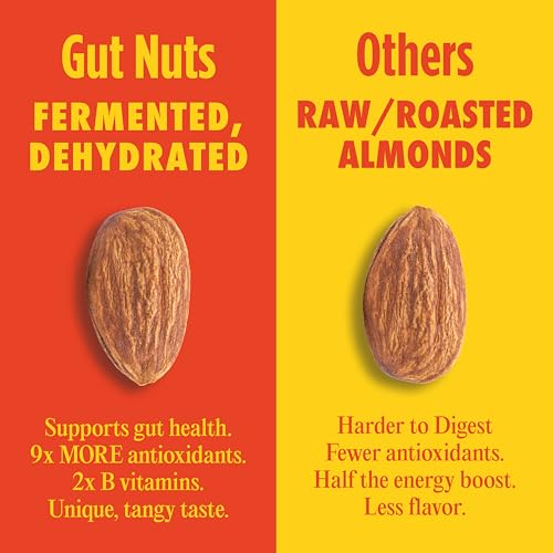 Philosopher Foods Gut Nuts - Fermented & Sprouted Almonds - 3oz Pouch (6 Pack) - Crunchy Low Carb Keto Snack