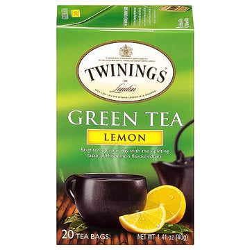 Twinings Green Tea With Lemon Individually Wrapped Bags, 20 Count (Pack Of 6), Zesty Citrus Aroma & Flavour, Caffeinated, Enjoy Hot Or Iced | Packaging May Vary