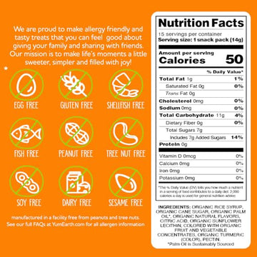 YumEarth Organic Chewys Fruit Flavored Candy Chews - Allergy Friendly, Gluten Free, Non-GMO, Vegan, No Artificial Dyes - Assorte